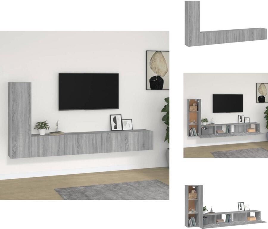 VidaXL Tv-kast Tv-kasten Tv-meubel Hifi-meubel 3-delige Tv-meubelset bewerkt hout grijs sonoma eikenkleurig - Foto 3