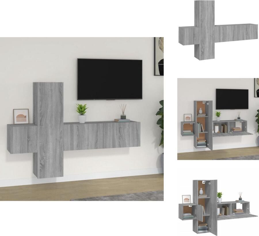 VidaXL Tv-kast Tv-kasten Tv-meubel Hifi-meubel 3-delige Tv-meubelset bewerkt hout grijs sonoma eikenkleurig