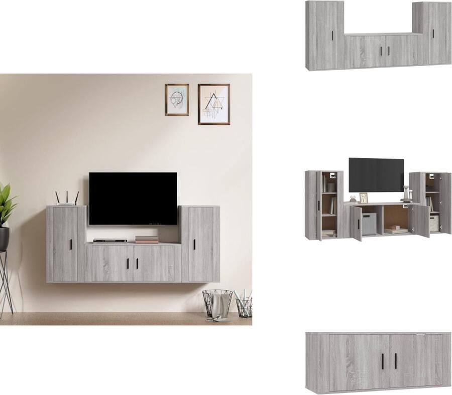 VidaXL Televisiemeubelset Classic s Wandgemonteerd 100 x 34.5 x 40 cm Grijs Sonoma Eiken Hoge Kwaliteit (105 karakters) Kast