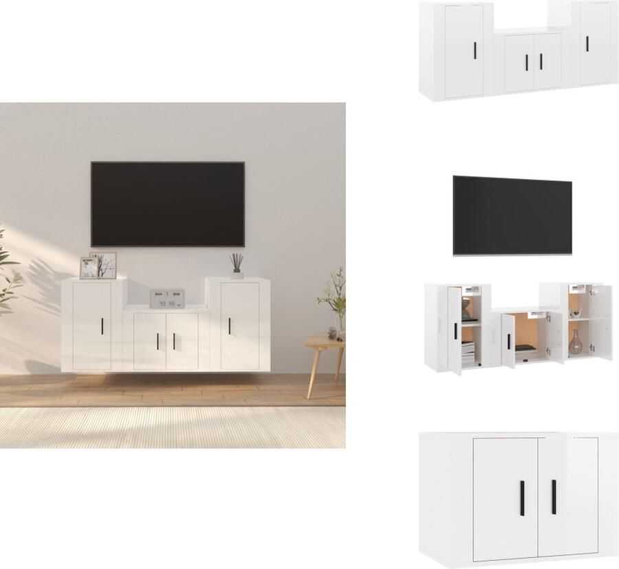 VidaXL Televisiekastenset Hoogglans wit 1x tv-meubel- 57x34.5x40cm 2x tv-meubel- 40x34.5x80cm Kast - Foto 3