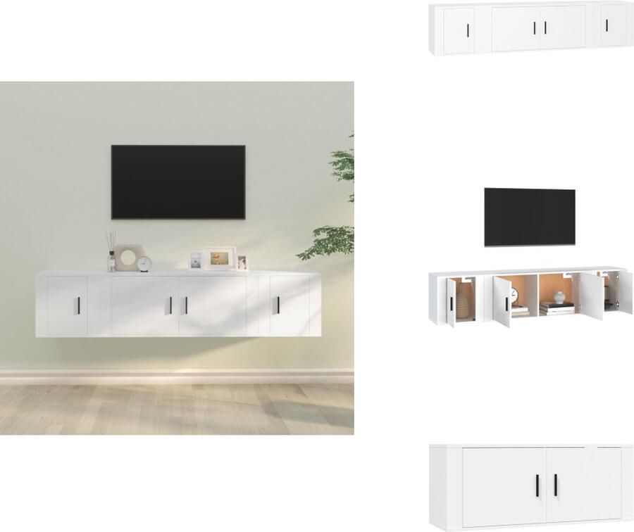 VidaXL Tv-kast Tv-kasten Tv-meubel Hifi-meubel 3-delige Tv-meubelset bewerkt hout wit