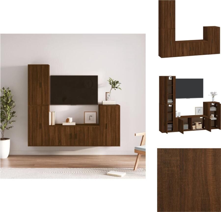 VidaXL Televisiekastenset TV-meubel- 100x34.5x40 cm TV-meubel (3x)- 40x34.5x80 cm Bruineiken Hoogwaardig houten materiaal Kast