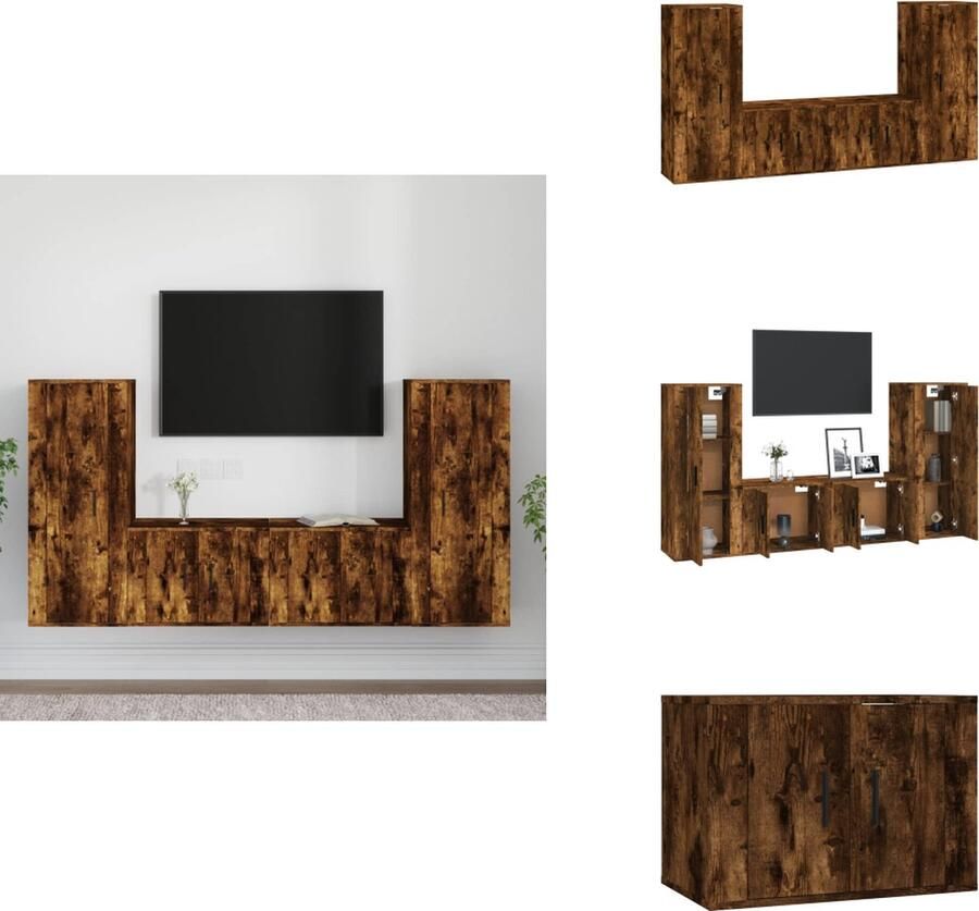 VidaXL Klassieke televisiekastenset TV-meubel 30.5x30x90 cm 30.5x30x60 cm 80x30x30 cm Gerookt eiken Kast