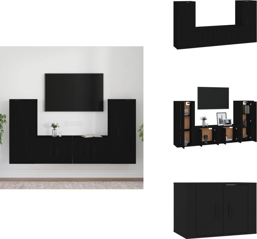 VidaXL Klassieke Televisiekastenset TV-Meubel 40 x 34.5 x 100 cm 57 x 34.5 x 40 cm Zwart Kast