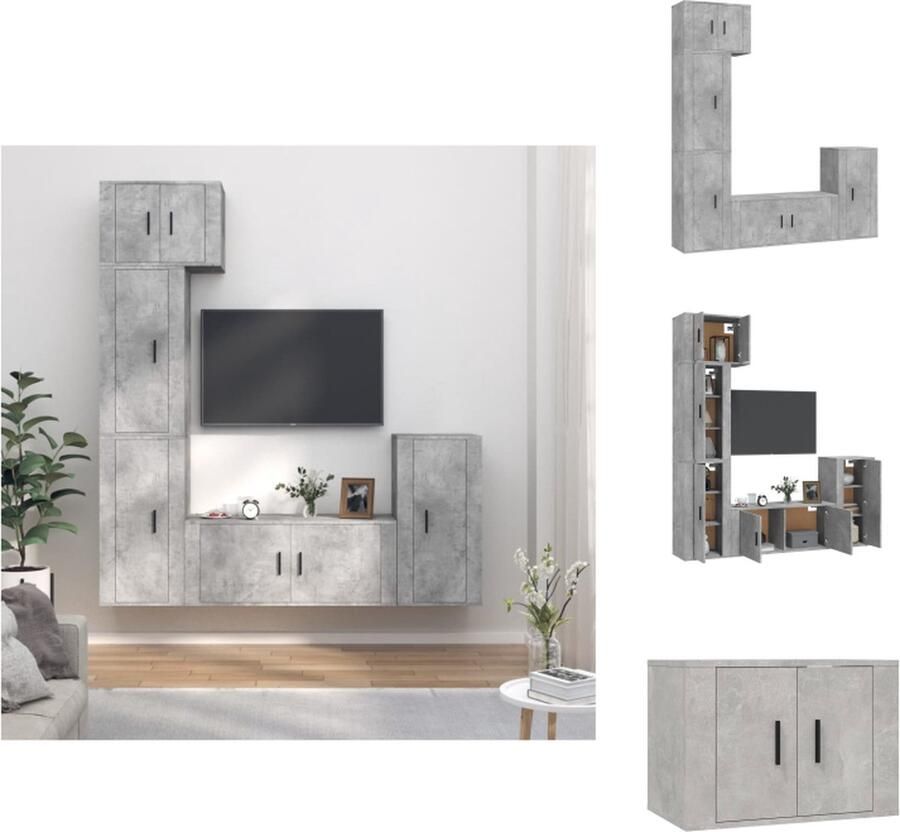 VidaXL TV-meubelset Klassiek Betongrijs Wandgemonteerd 1x 57x34.5x40 cm 3x 40x34.5x80 cm 1x 100x34.5x40 cm Kast