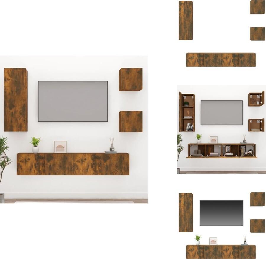 VidaXL Tv-kast Tv-kasten Tv-meubel Hifi-meubel 5-delige Tv-meubelset bewerkt hout gerookt eikenkleurig