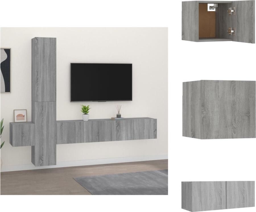 VidaXL Tv-kast Tv-kasten Tv-meubel Hifi-meubel 5-delige Tv-meubelset bewerkt hout grijs sonoma eikenkleurig