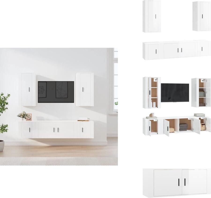 VidaXL TV-meubelset klassiek ontwerp hoogglans wit 100 x 34.5 x 40 cm 40 x 34.5 x 40 cm 40 x 34.5 x 80 cm Kast
