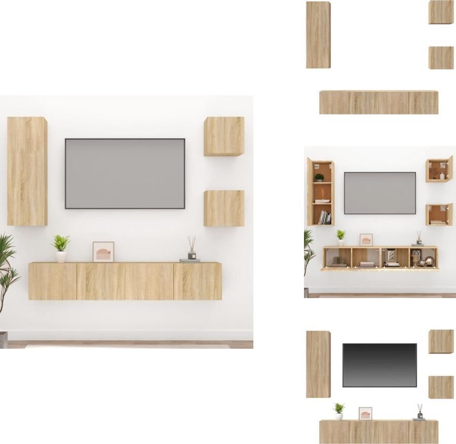 VidaXL Tv-kast Tv-kasten Tv-meubel Hifi-meubel 5-delige Tv-meubelset bewerkt hout sonoma eikenkleurig - Foto 2