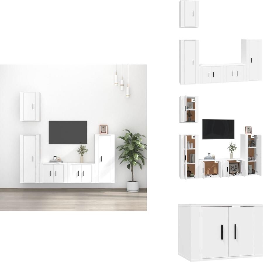 VidaXL TV-meubelset Classic Wood 5-delige set Wit 2x 57x34.5x40cm 2x 40x34.5x100cm 1x 40x34.5x60cm Kast