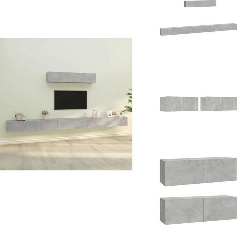 VidaXL TV-meubelset Betongrijs 4x 100x30x30 cm 2x 80x30x30 cm Trendy en praktisch design Kast - Foto 4