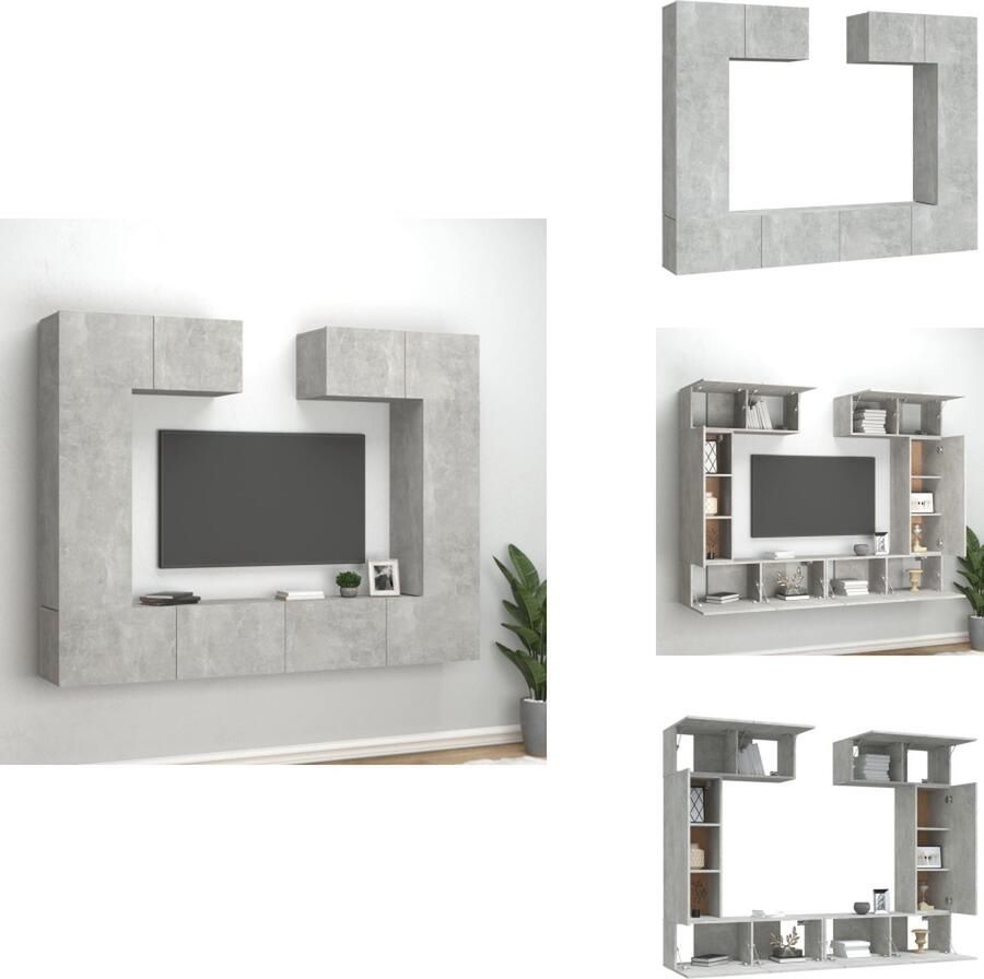 VidaXL TV-meubelset Betongrijs 4x 100x30x30 cm 2x 80x30x30 cm Trendy en praktisch design Kast - Foto 2