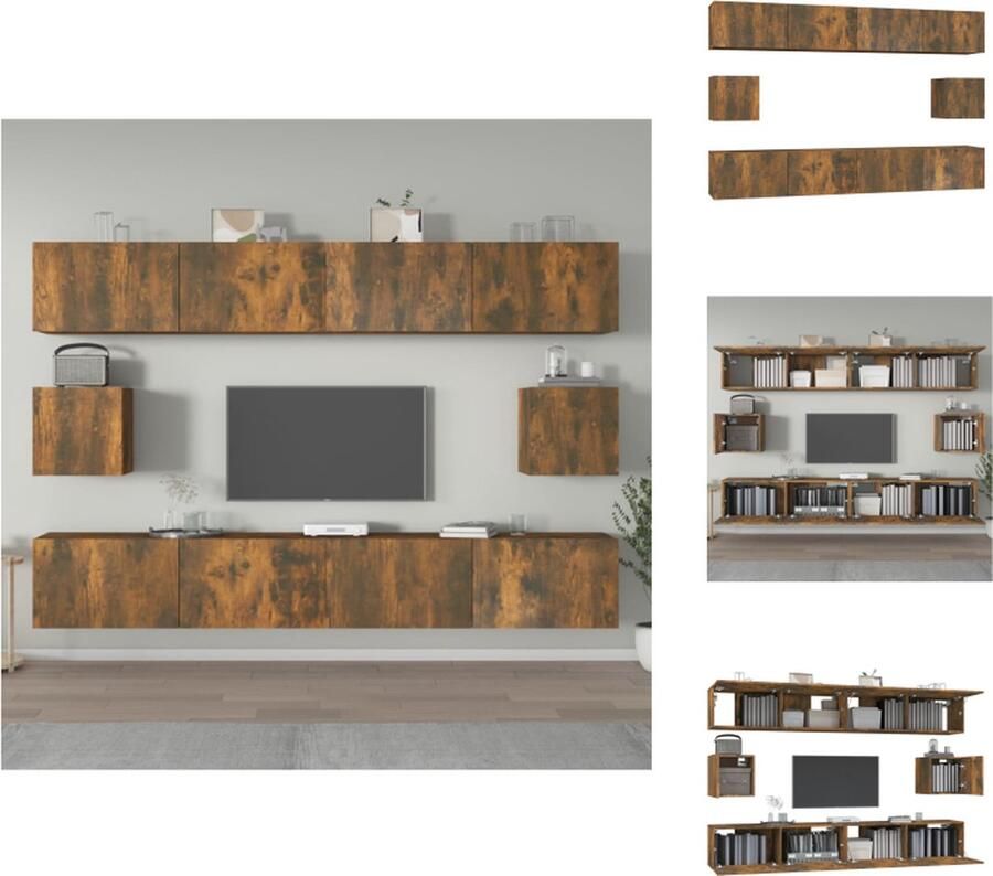 VidaXL Tv-kast Tv-kasten Tv-meubel Hifi-meubel 6-delige Tv-meubelset bewerkt hout gerookt eikenkleurig - Foto 1