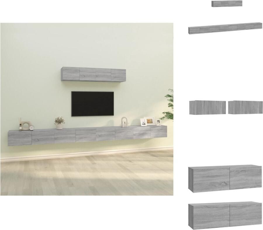 VidaXL TV Meubelset Klassiek design Hoge kwaliteit Voldoende opbergruimte Wandgemonteerd Kleur- grijs sonoma eiken Materiaal- bewerkt hout Kast - Foto 3
