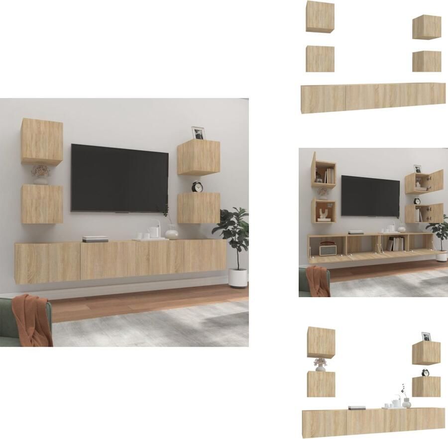 VidaXL Tv-kast Tv-kasten Tv-meubel Hifi-meubel 6-delige Tv-meubelset bewerkt hout sonoma eikenkleurig - Foto 1