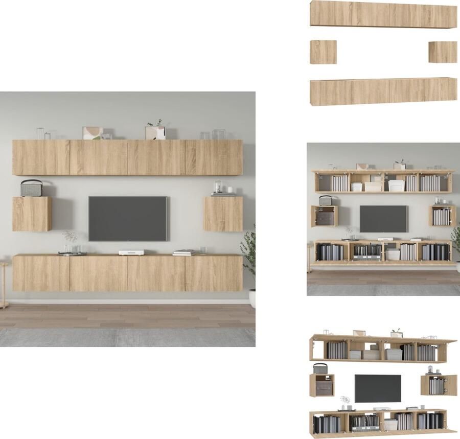 VidaXL Tv-kast Tv-kasten Tv-meubel Hifi-meubel 6-delige Tv-meubelset bewerkt hout sonoma eikenkleurig