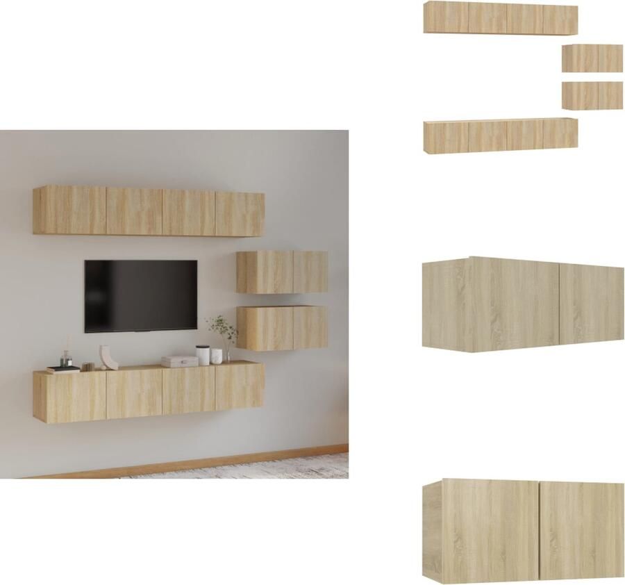 VidaXL Tv-kast Tv-kasten Tv-meubel Hifi-meubel 6-delige Tv-meubelset bewerkt hout sonoma eikenkleurig - Foto 4