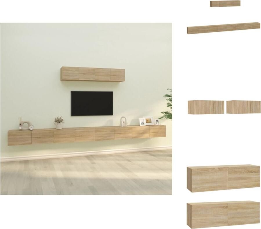 VidaXL Tv-kast Tv-kasten Tv-meubel Hifi-meubel 6-delige Tv-meubelset bewerkt hout sonoma eikenkleurig - Foto 6