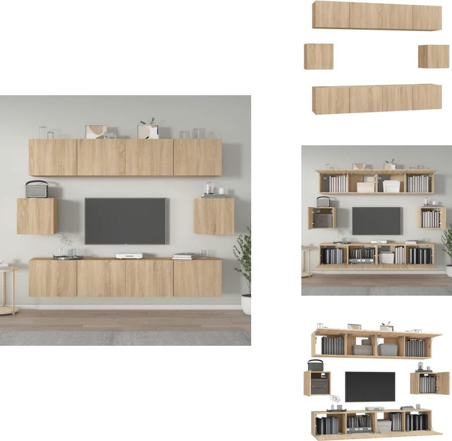 VidaXL Tv-kast Tv-kasten Tv-meubel Hifi-meubel 6-delige Tv-meubelset bewerkt hout sonoma eikenkleurig - Foto 3