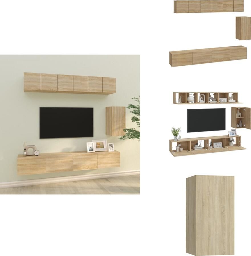 VidaXL TV-meubelset Klassiek Sonoma Eiken Wandgemonteerd 3x 60x30x30cm 1x 30.5x30x60cm 2x 100x30x30cm Kast
