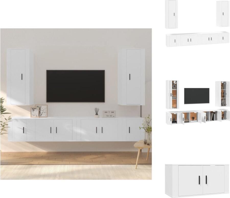 VidaXL Televisiekastenset Klassiek TV-meubel 40x34.5x100cm + 80x34.5x40cm + 40x34.5x40cm Wit Kast