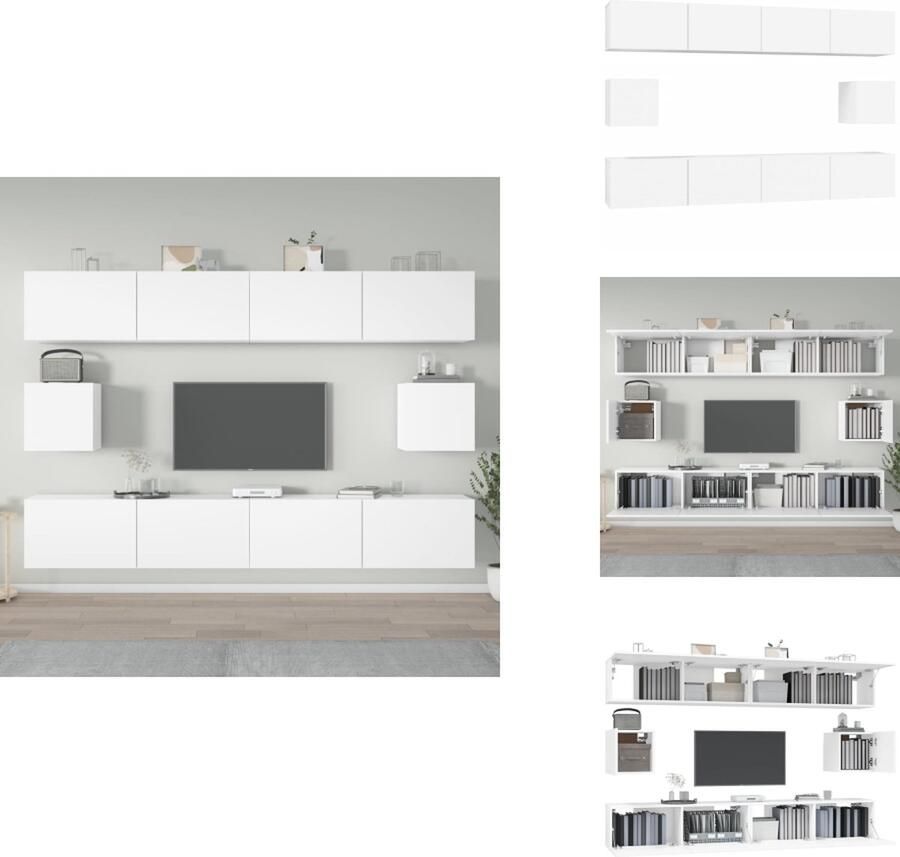 VidaXL Televisiemeubelset Klassiek Wit 6 stuks 80 x 30 x 30 cm en 30.5 x 30 x 30 cm Kast - Foto 5