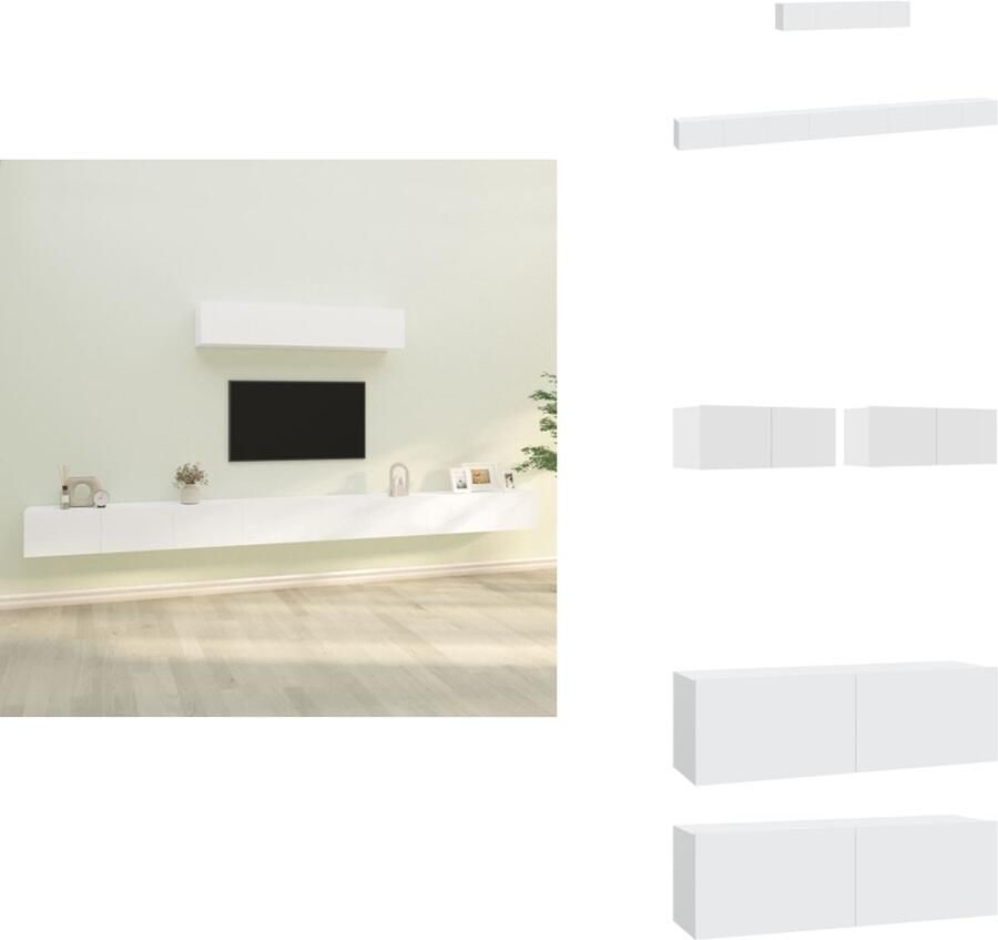 VidaXL Televisiemeubelset Klassiek Wit 6 stuks 80 x 30 x 30 cm en 30.5 x 30 x 30 cm Kast - Foto 6