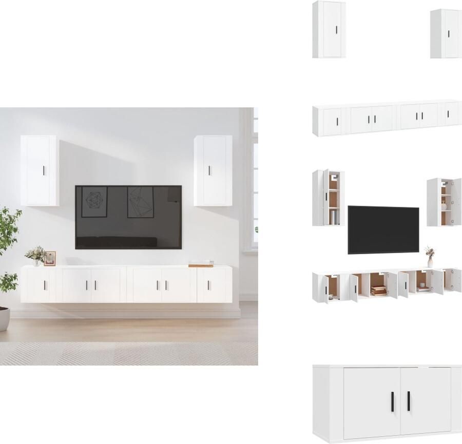 VidaXL TV-Meubelset Klassiek Wit 2x 80 x 34.5 x 40 cm 2x 40 x 34.5 x 40 cm 2x 40 x 34.5 x 80 cm Kast