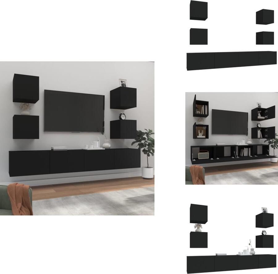 VidaXL Televisiekastenset Klassiek TV-meubels 100 x 30 x 30 cm 30.5 x 30 x 30 cm Zwart bewerkt hout Kast