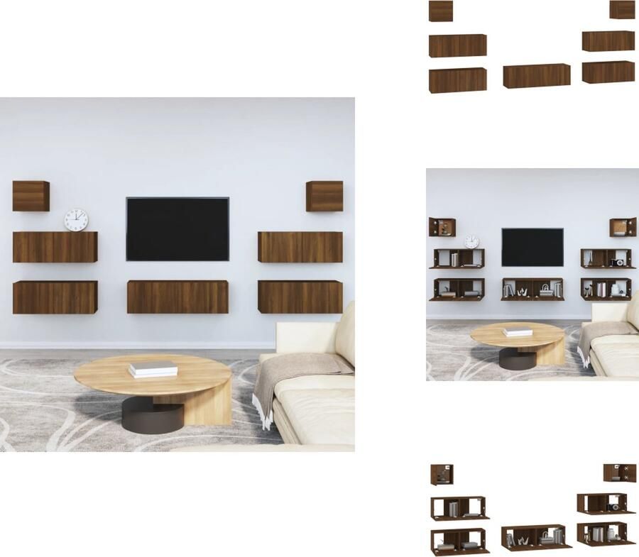 VidaXL Televisiemeubelset 2x 80 x 30 x 30 cm 1x 100 x 30 x 30 cm 2x 30.5 x 30 x 30 cm Bruineiken Kast