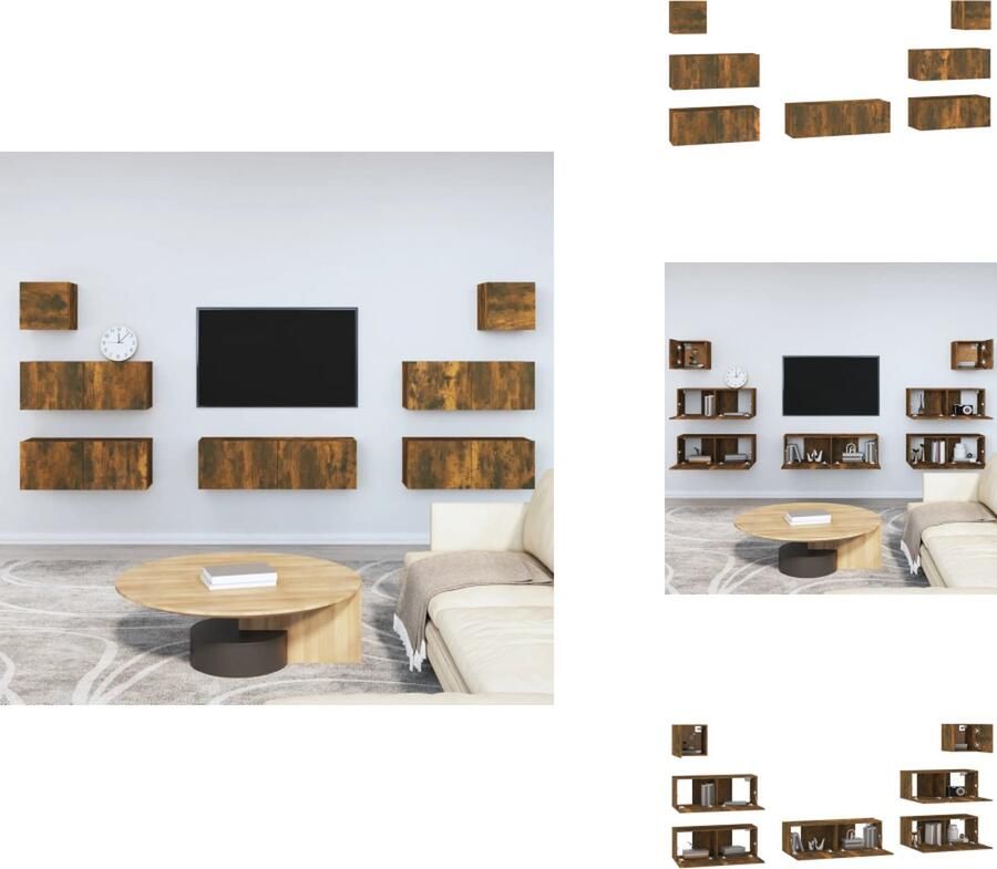 VidaXL Tv-kast Tv-kasten Tv-meubel Hifi-meubel 7-delige Tv-meubelset bewerkt hout gerookt eikenkleurig - Foto 1