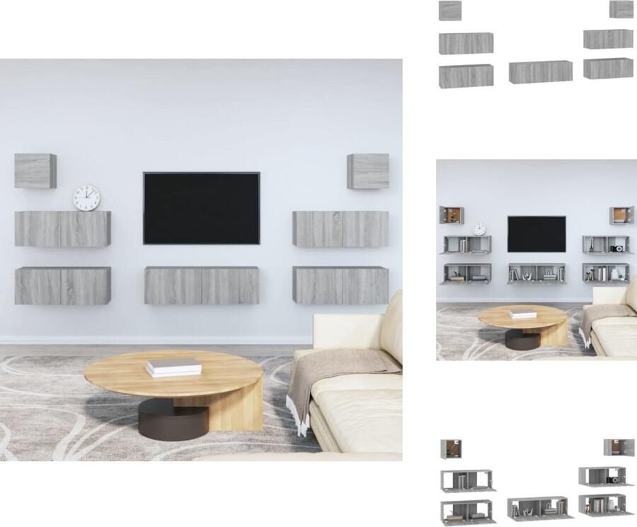 VidaXL Televisiekastenset Klassiek TV-meubel 80x30x30 cm 100x30x30 cm 30.5x30x30 cm Kleur- Grijs Sonoma Eiken Kast