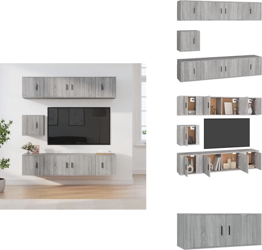 VidaXL Televisiekastenset Klassiek TV-meubel 100 x 34.5 x 40 cm Ken- Wandgemonteerd Kleur- Grijs sonoma eiken Kast