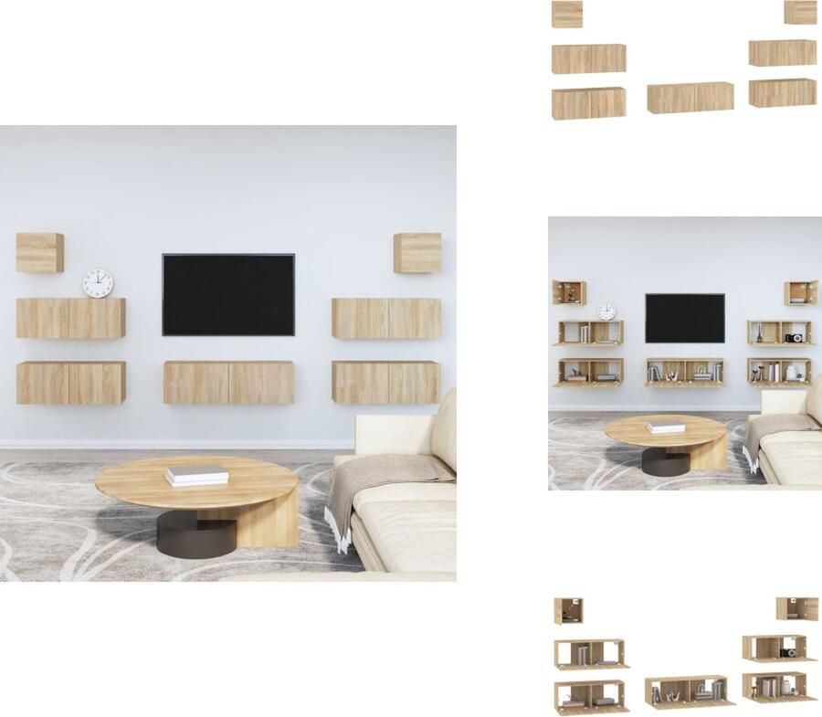VidaXL Tv-kast Tv-kasten Tv-meubel Hifi-meubel 7-delige Tv-meubelset bewerkt hout sonoma eikenkleurig - Foto 3