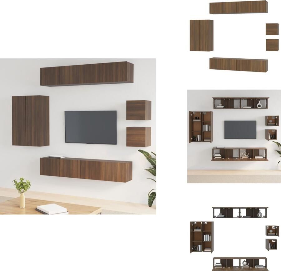 VidaXL Televisiemeubelset TV-meubel Bruineiken 80x30x30cm 4x 80x30x30cm 2x 30.5x30x90cm 2x 30.5x30x30cm Kast - Foto 2