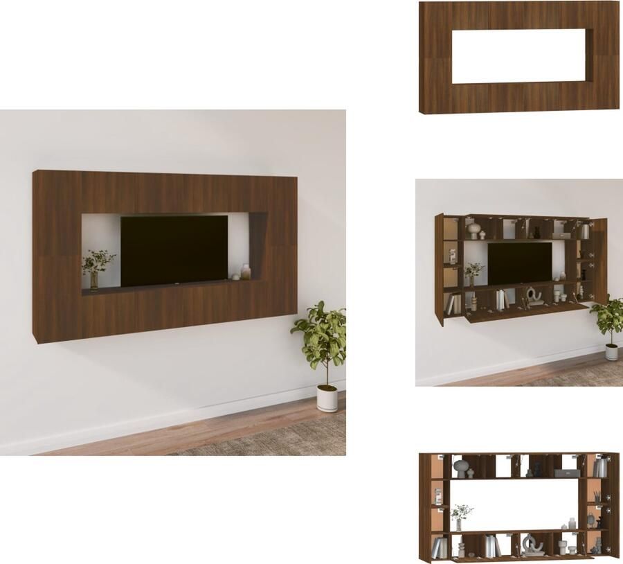 VidaXL Televisiemeubelset TV-meubel Bruineiken 80x30x30cm 4x 80x30x30cm 2x 30.5x30x90cm 2x 30.5x30x30cm Kast - Foto 4