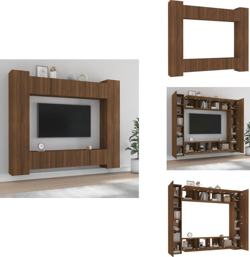 VidaXL Televisiemeubelset TV-meubel Bruineiken 80x30x30cm 4x 80x30x30cm 2x 30.5x30x90cm 2x 30.5x30x30cm Kast