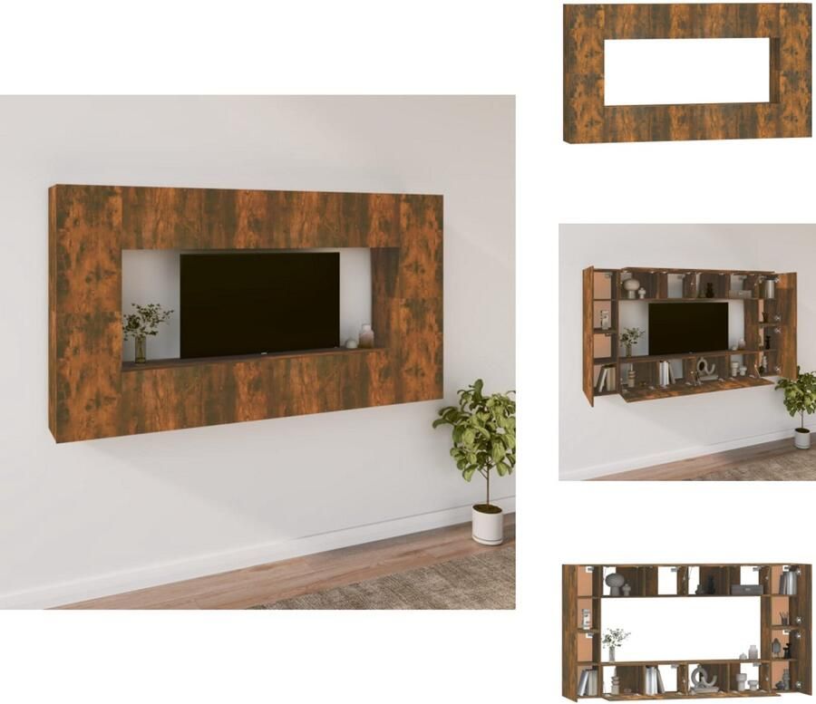 VidaXL Tv-kast Tv-kasten Tv-meubel Hifi-meubel 8-delige Tv-meubelset bewerkt hout gerookt eikenkleurig - Foto 3