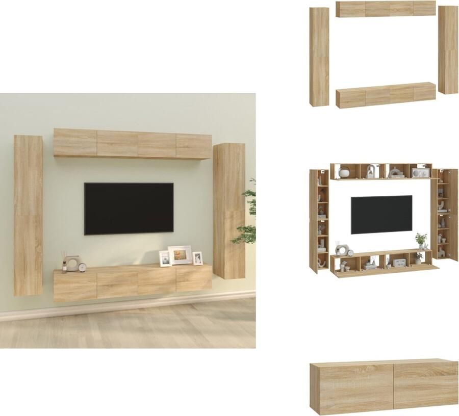 VidaXL Tv-kast Tv-kasten Tv-meubel Hifi-meubel 8-delige Tv-meubelset bewerkt hout sonoma eikenkleurig - Foto 5
