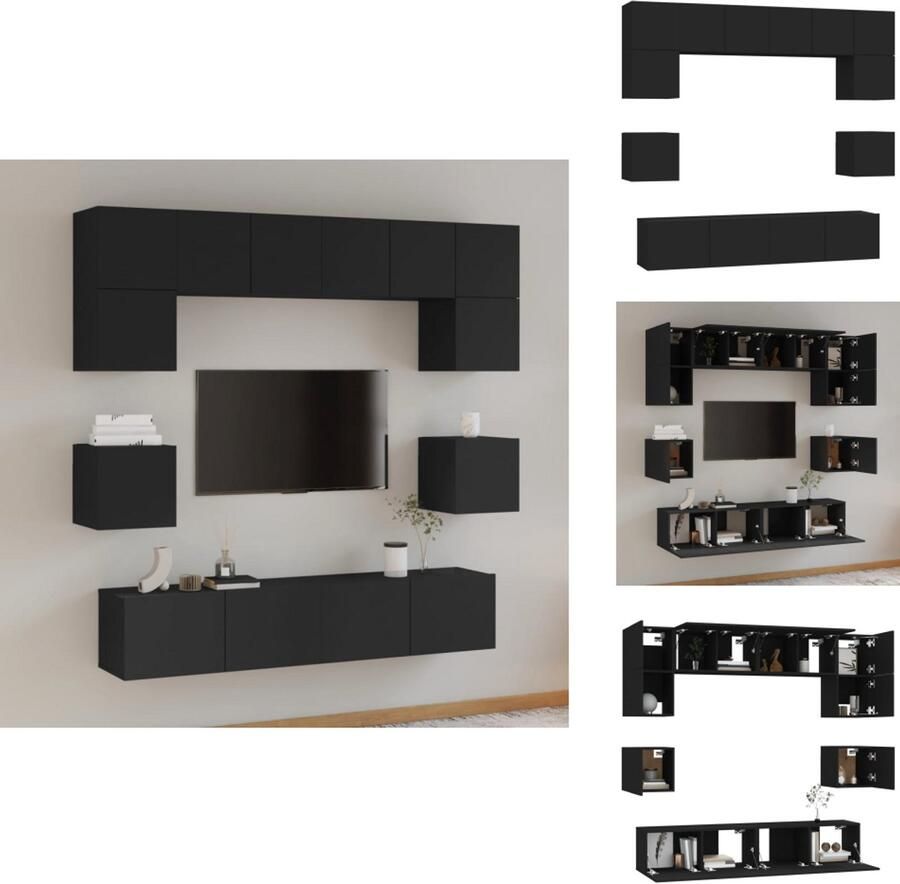 VidaXL Televisiemeubel Set Klassiek TV-meubels 60x30x30 cm 80x30x30 cm 30.5x30x30 cm Zwart bewerkt hout Kast