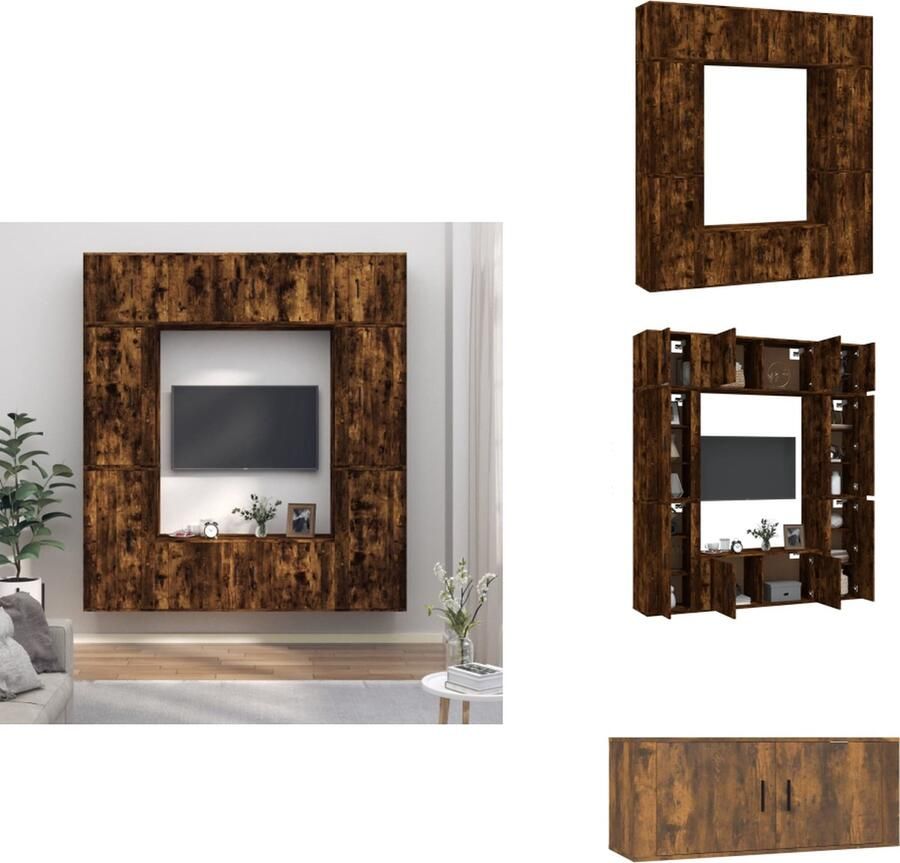 VidaXL TV-meubelset Klassieke televisiekast Gerookt eiken Levering bevat- 2x 100x34.5x40 cm 4x 40x34.5x80 cm 2x 40x34.5x40 cm Kast