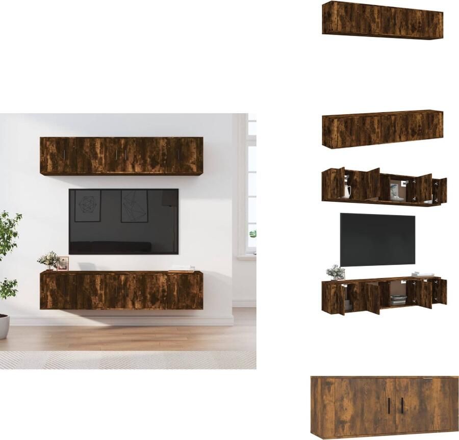 VidaXL Tv-meubelset Gerookt eiken 2x 100x34.5x40cm + 4x 40x34.5x40cm Kast