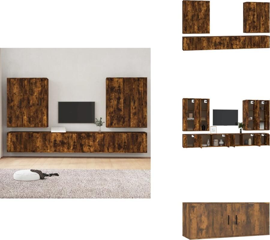 VidaXL TV-meubelset Gerookt eiken 4x 40x34.5x100cm 2x 100x34.5x40cm 2x 40x34.5x40cm Kast - Foto 3
