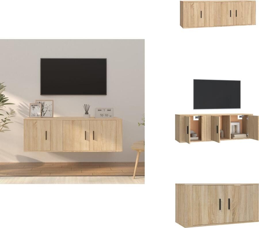 VidaXL TV-meubel set Sonoma eiken 80 x 34.5 x 40 cm 40 x 34.5 x 40 cm (B x D x H) Kast