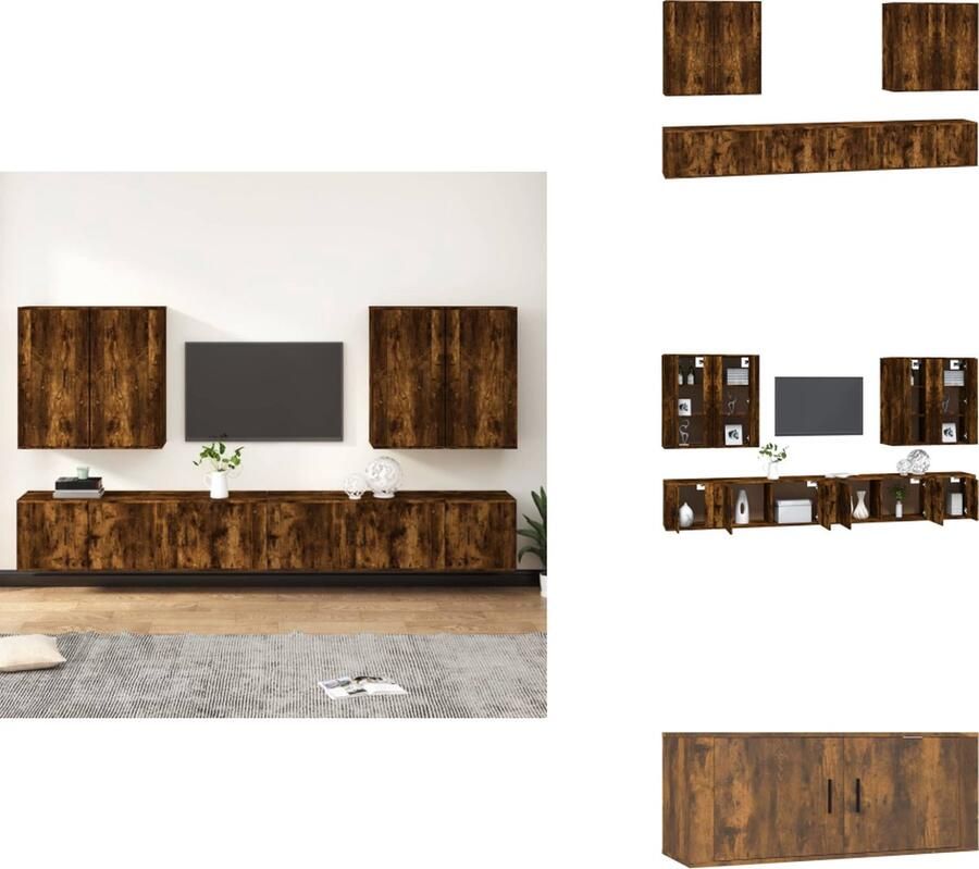 VidaXL TV-meubelset gerookt eiken 2x 100x34.5x40cm 2x 40x34.5x40cm 4x 40x34.5x80cm Kast