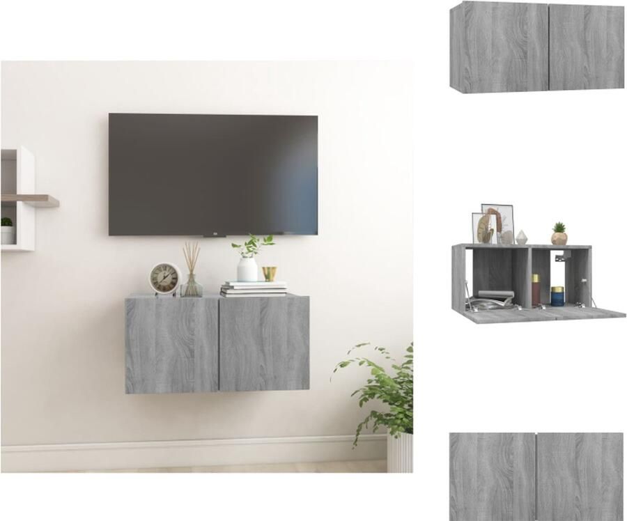 VidaXL Tv-kast Tv-kasten Tv-meubel Hifi-meubel Tv-hangmeubel 60x30x30 cm bewerkt hout grijs sonoma eikenkleur