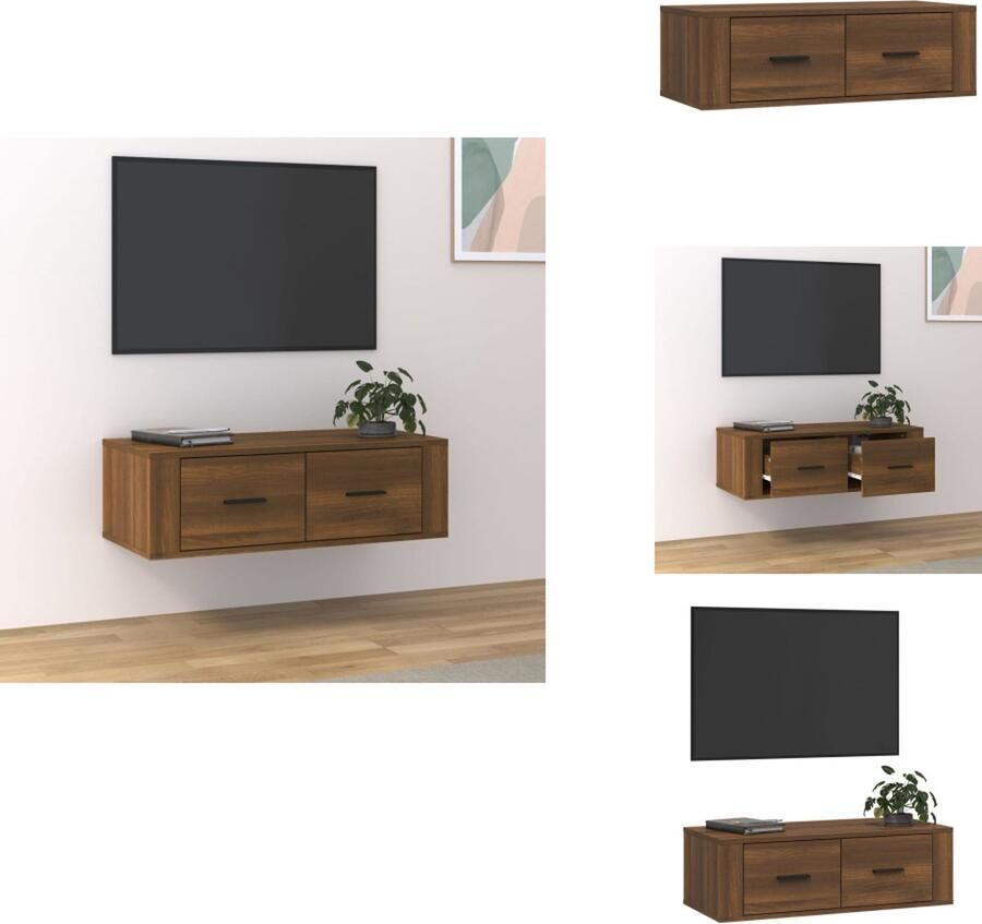 VidaXL Tv-kast Tv-kasten Tv-meubel Hifi-meubel Tv-hangmeubel 80x36x25 cm bewerkt hout bruineikenkleurig