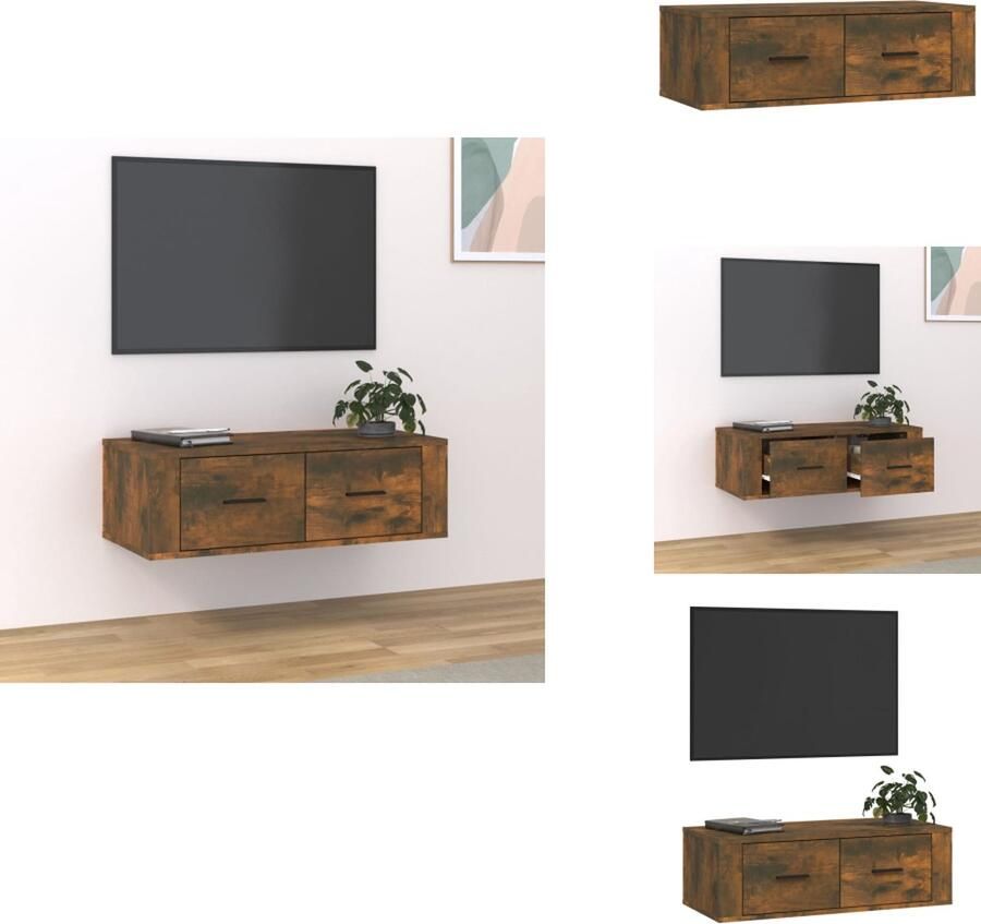 VidaXL Tv-kast Tv-kasten Tv-meubel Hifi-meubel Tv-hangmeubel 80x36x25 cm bewerkt hout gerookt eikenkleurig