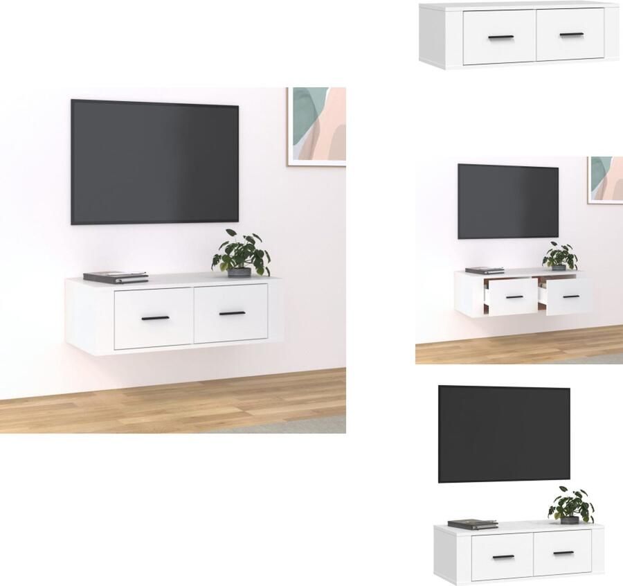 VidaXL Tv-kast Tv-kasten Tv-meubel Hifi-meubel Tv-hangmeubel 80x36x25 cm bewerkt hout wit