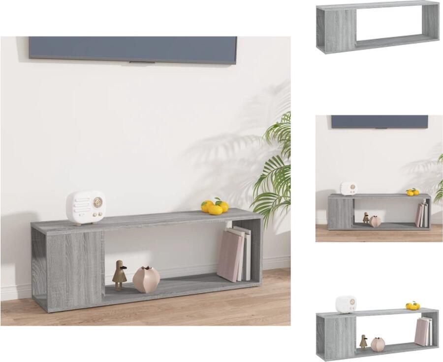 VidaXL Tv-kast Tv-kasten Tv-meubel Hifi-meubel Tv-meubel 100x24x32 cm bewerkt hout grijs sonoma eikenkleurig - Foto 2